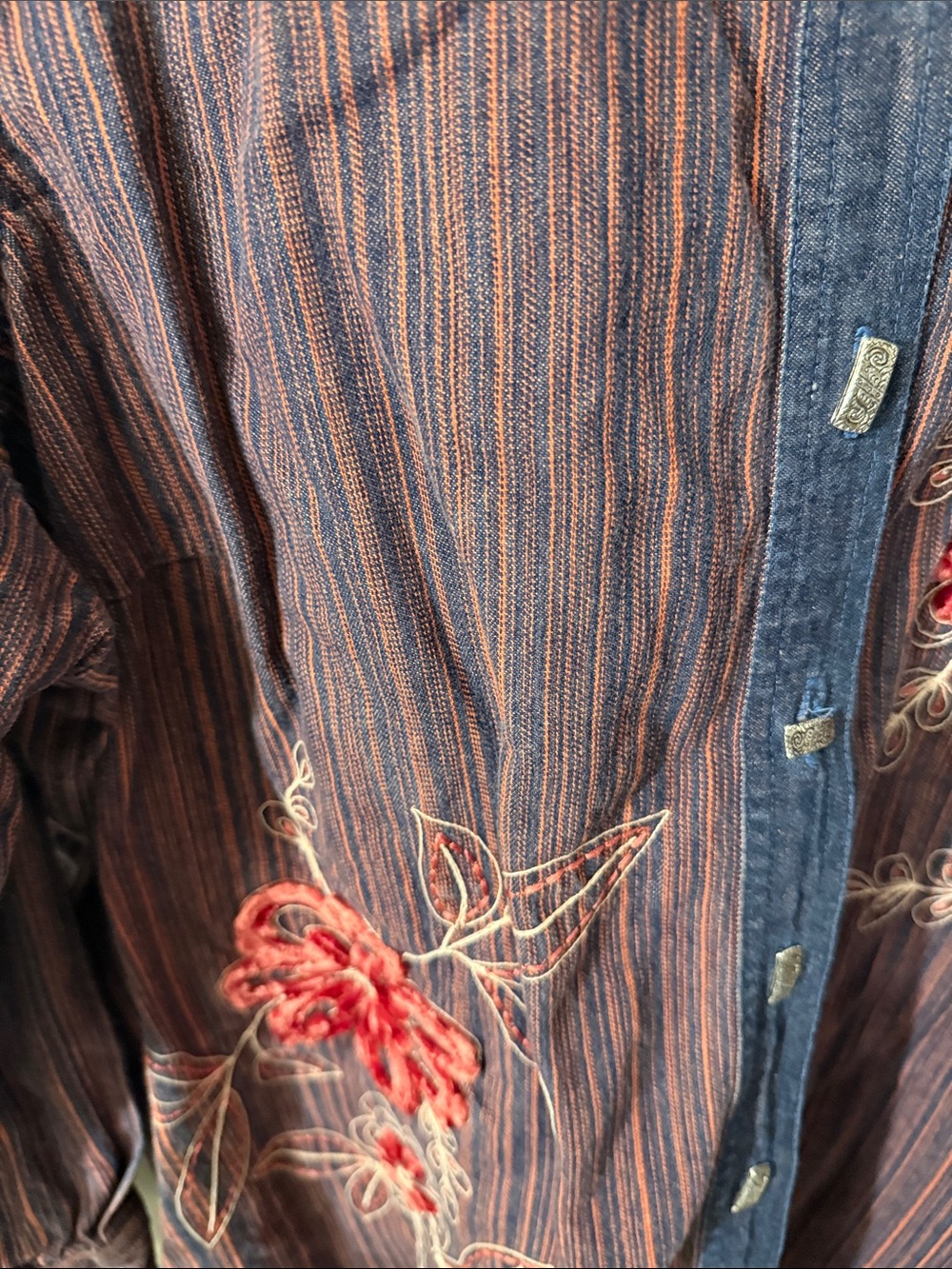 Vintage Liz & Me Embroidered Floral Button-Up Denim Shirt/jacket embroidered - Picture 5 of 9